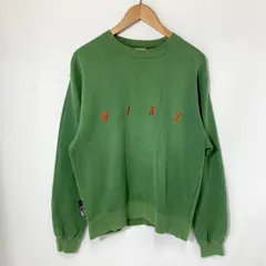 NIKE オールドナイキ 90年代 90s 白タグ ホワイトタグ 希少 ヴィンテージ スウェット トレーナー 古着 クルーネック ロゴ 刺繍 アメカジ メンズ Mサイズ グリーン トップス A15928◆