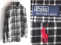 希少 90s-00sビンテージ Polo by Ralph Lauren ラルフローレン ポロポニーロゴ刺繍 コットン チェックシャツ BDシャツ XS-S程度 ブラック
