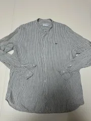 (傷なしSS) LACOSTE ラコステ リネン ストライプ ヘンリーネック シャツ 105