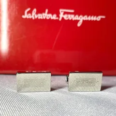 美品 Salvatore Ferragamo サルヴァトーレフェラガモ ブランドロゴ文字 スクエアカフス シルバー カフリンクス ボタン 箱有のサムネイル