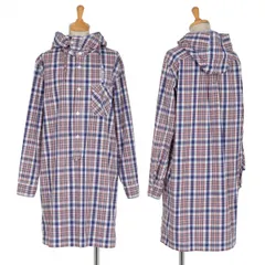 ジュンヤワタナベマンピンク コムデギャルソンJUNYA WATANABE MAN PINK COMME des GARCONSマドラスチェックフードワンピース 水色紺茶M