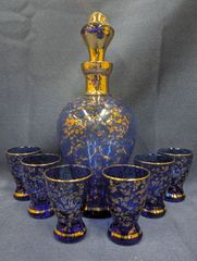 ベネチアングラス 金色と青色の陶器製花瓶 - メルカリ