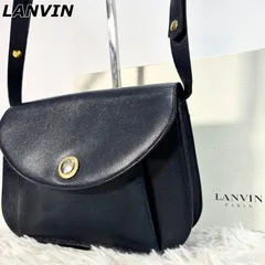 ランバン LANVIN ショルダーバッグ 斜め掛け クロスボディー 肩掛け ゴールド金具 フラップ式 レザー シボ革 箱付き フランス製