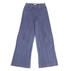 プリーツプリーズPLEATS PLEASE ステッチデザインワイドパンツ 青2
