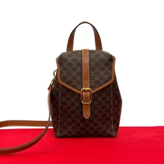 極 美品 CELINE セリーヌ ヴィンテージ マカダム ブラゾン トリオンフ 柄 レザー 2way ハンドバッグ ボディバッグ ブラウン 18158