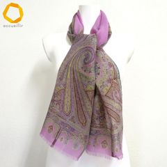 ETRO エトロ ペイズリー 大判ストール スカーフ ウール シルク混