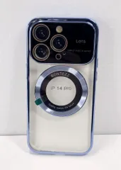 【HY】【美品】BONTEZZ iPhone 14 Pro 用 大型レンズ磁気ケース ブルー TPUシリコン 透明クリア メッキ加工 カメラ保護フレーム付き 衝撃吸収 360度エアバッグ構造 ワイヤレス充電対応[ゆうパケット発送、送料無料]HY004