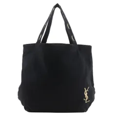 【YVES SAINT LAURENT】イヴ・サンローラン YSLロゴ ノベルティ トートバッグ コットン 黒 レディース ハンドバッグ