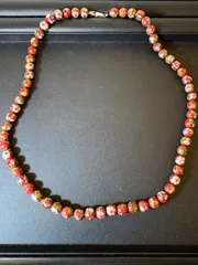 ヴィンテージ　七宝焼花柄ビーズネックレス