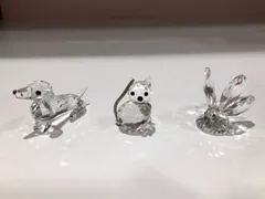 スワロフスキー　猫・犬・蝶　３点セット