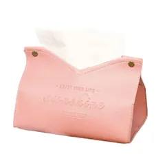 大人気　おしゃれ 北欧デザイン カバー ティッシュボックス ティッシュケース PUレザー ソフトパック用 インテリア 隙間 収納ケース 洗面所収納 (ピンク)