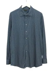 エンポリオアルマーニ EMPORIO ARMANI 2024年 総柄 長袖 ボタンシャツ L ネイビー ストレッチ素材 トップス