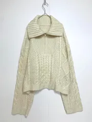 mily bilet ミウィビレット mi1149007 ほっこり&暖か。クロップド丈ケーブル編みハーフジップニット プルオーバー sizeL/アイボリー ■■レディース