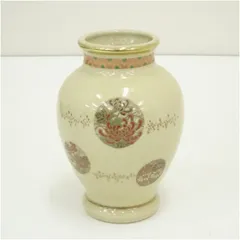 薩摩焼　田窯造　金彩色絵花紋花瓶  花器 おしゃれ かわいい アンティーク フラワーベース 華道 華道具 茶道具 茶道 生花 花入れ