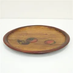 烏城彫野菜図丸盆  和食器 おしゃれ 茶道具 茶器 トレイ トレー お盆 レトロ アンティーク 骨董 和風 和食 カフェ