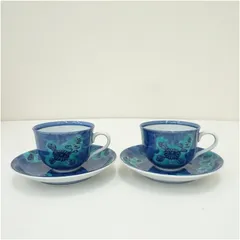 有田焼　源右衛門窯造　青彩菊絵珈琲碗皿ペア  食器 おしゃれ かわいい インテリア レトロ アンティーク プレート 居酒屋 カフェ 和食 洋食