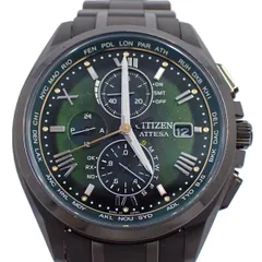 シチズン アテッサ LIGHT in BLACK 2022 GREEN EDITION エコドライブ電波 ダイレクトフライト メンズ 腕時計 AT8049-61W【いおき質店】