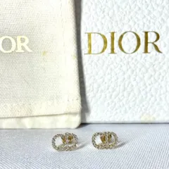 美品 最新モデル DIOR ディオール Clair D Lune ラインストーン装飾 ピアス ゴールドカラー 男女兼用 プレゼントやギフトにも