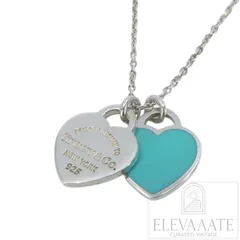 希少 美品 Tiffany&Co. ティファニー リターントゥ ダブル ハート ブルー シルバー ネックレス AG925 TO687
