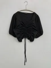 Chip Clip チップクリップ Tシャツ/カットソー L ブラック 無地 ショート丈 半袖 スクエアネック