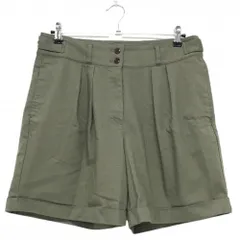 【美品】マンシングウェア ハーフパンツ カーキ ロゴ刺しゅうピンク レディース 15 ゴルフウェア Munsingwear
