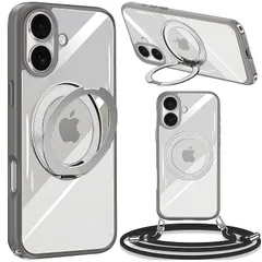 【新品】 Yuzuhero iPhone 17用 ケース アイフォン17（ケースストラップ付き 長さ調節可能な ショルダー 肩がけ 首掛け 紐付き 斜めがけ スマホケース いphone17用ケース 黄変防止 magsafe対応 360°回転スタンド 縦横両対応