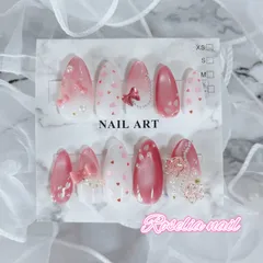 【オーダーNo.36】桜･春･入学式･Spring･ガーリー･可愛い･ピンク･花･花びら･リボン･ハートホロ･マグネット･ちゅるん･韓国･ワンホン･ネイルチップ