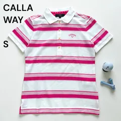 美品　Callaway キャロウェイ 半袖 ポロシャツ　ゴルフ　ウェア　 レディース トップス サイズS ボーダー　ピンク