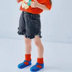 p.premier カラーツイル＆デニムラウンドヘムフリルショートパンツ p223056