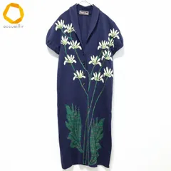 サイトウトヨコ 斉藤都世子 ニット ワンピース ロング 半袖 花 刺繍 レディース [x976409]のサムネイル