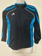 アディダス キッズ ジャージ上 140 ネイビー×ブルー 背面ビッグロゴ 男の子