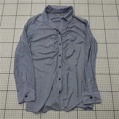 ◇ Θ オリヒカ ORIHICA RHYME ストライプシャツ 長袖 グレーブルー系 メンズ L E  【1602040010507】