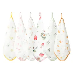 ガーゼハンカチ 赤ちゃん ループ付 名前入 [MOMSMENU] 6層 ベビータオル リバーシブル ベビーガーゼ 綿100％ 30x30cm 6枚セット