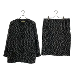 HANAE MORI / ハナエ　モリ | セットアップ ウール ツイード ノーカラー ジャケット / サイドジップ スカート / 総裏地 | 40 | ブラック系 | レディース
