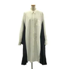 【美品】  JUNYA WATANABE COMME des GARCONS / ジュンヤワタナベ | 2021AW | 異素材 切替 変形 プリーツ ドッキング ボリューム シャツ ワンピース | XS | ホワイト/ブラック | レディース