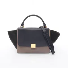 セリーヌ CELINE ハンドバッグ トラペーズ スモール 174683 ネイビー/ブラック/グレージュ レザー トラペーズ スモール レディース Used B