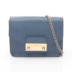 フルラ Furla ショルダーバッグ メトロポリス ミニ G6400 ダークブルー レザー メトロポリス チェーンショルダー レディース Used B