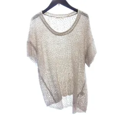 サマンサモスモス SM2 ニット カットソー 半袖 三分袖 M ベージュ /AU