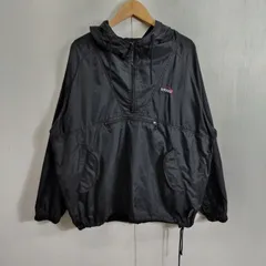 90s VANS バンズ アノラック パーカー ハーフジップ ナイロン プルオーバー 薄手 ロゴ 刺繍 スポーツ 古着 vintage ブラック M B775