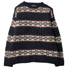 古着 80~90年代 エディーバウアー Eddie Bauer 黒タグ 総柄 ウールニットセーター USA製 レディースM相当 ヴィンテージ/eaa610698