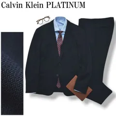 カルバンクライン プラチナム Calvin Klein PLATINUM ネイビーソリッド シングル 2B スーツ セットアップ 上下 テーラードジャケット スラックスパンツ 春夏 40 メンズ
