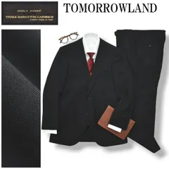 【美品】 トゥモローランド TOMORROWLAND カノニコ Vitale Barberis Canonico シングル 2B スーツ セットアップ 上下 テーラードジャケット スラックスパンツ 春夏 46 ブラック メンズのサムネイル
