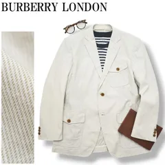 【清涼】 バーバリー ロンドン BURBERRY LONDON コットンリネン ピンストライプ柄 シングル 2B アンコンジャケット テーラードジャケット ブレザー 春夏 M ベージュ メンズ