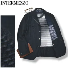 【極美品】 インターメッツォ INTERMEZZO  リネン 混麻 フラップジャケット 裏地ボタニカル柄 キレイめ カジュアル ビジカジ LL ネイビー メンズのサムネイル