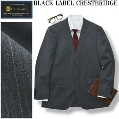【美品】 ブラックレーベル クレストブリッジ BLACK LABEL CRESTBRIDGE J QUALITY ストライプ柄 シングル 2B テーラードジャケット ブレザー スーツジャケット 通年 40L グレー メンズ