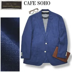 カフェソーホー CAFE SOHO カノニコ Vitale Barberis Canonico ウール シルク リネン シングル 2B テーラードジャケット アンコンジャケット 春夏 AB5 ネイビー メンズ