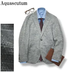 【美品】 アクアスキュータム Aquascutum コットン リネン ジャージ シングル 2B テーラードジャケット アンコンジャケット ブレザー 春夏 34 ヘザーグレー メンズのサムネイル