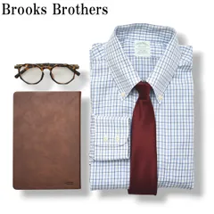 ブルックスブラザーズ Brooks Brothers タッタソールチェック柄 ボタンダウン ドレスシャツ ワイシャツ ビジネス カジュアル ビジカジ 15.5-33 ホワイト x ブルー メンズ