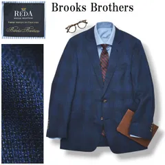 ブルックスブラザーズ Brooks Brothers レダ REDA ホップサック生地 チェック柄 シングル 2B テーラードジャケット アンコンジャケット ブレザー 春夏 39S ネイビー メンズ