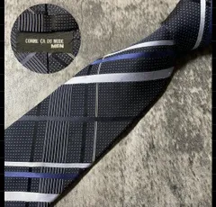 COMME CA  DU MODE MEN ネイビー シルク ネクタイ[MSE379]